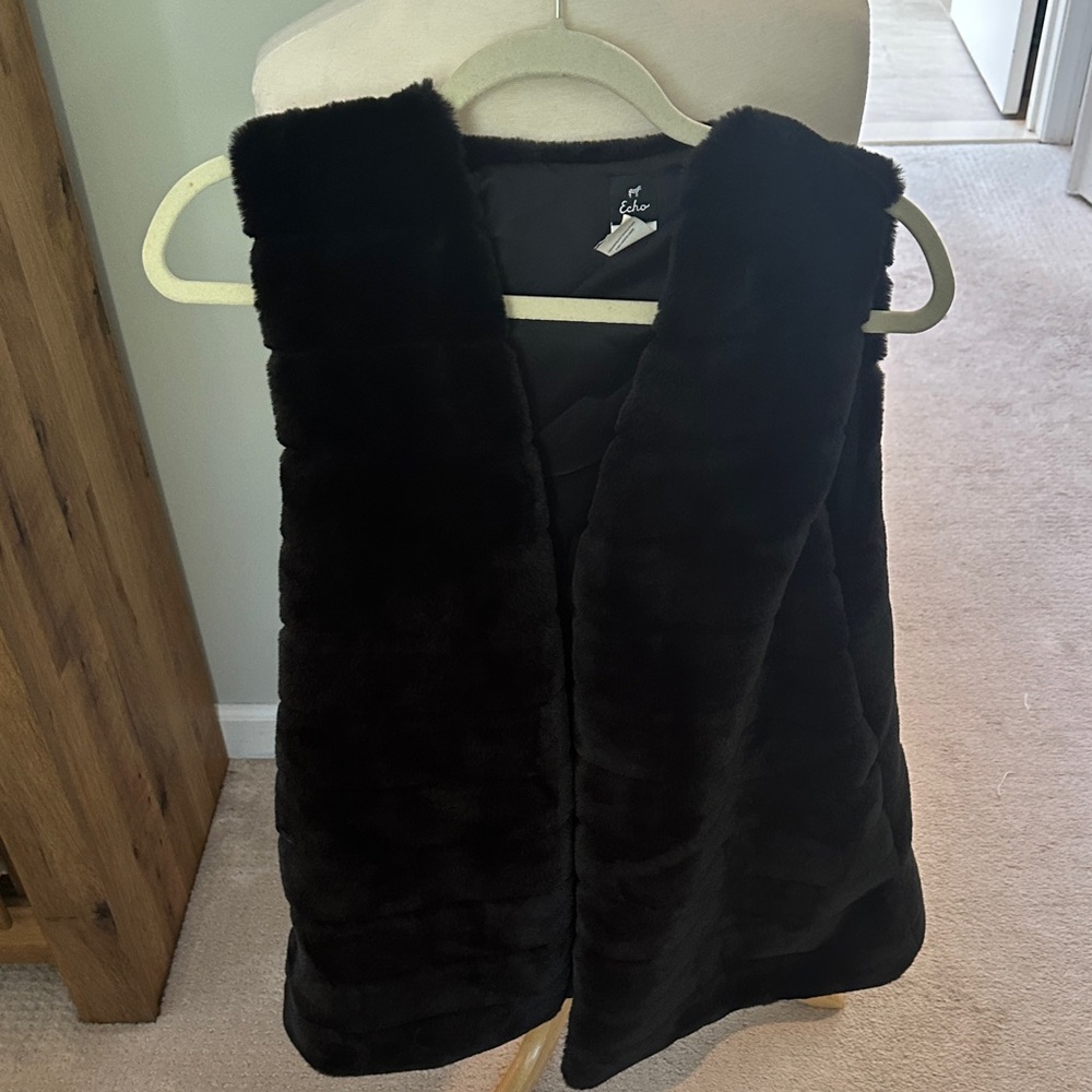 Echo Midnight Black Faux Fur Vest